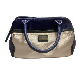Nine West EUC Blue & White Handbag with leopard Print lining!